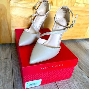 Size 9, nude/cream/beige, heels, worn once to a wedding